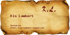Kis Lambert névjegykártya